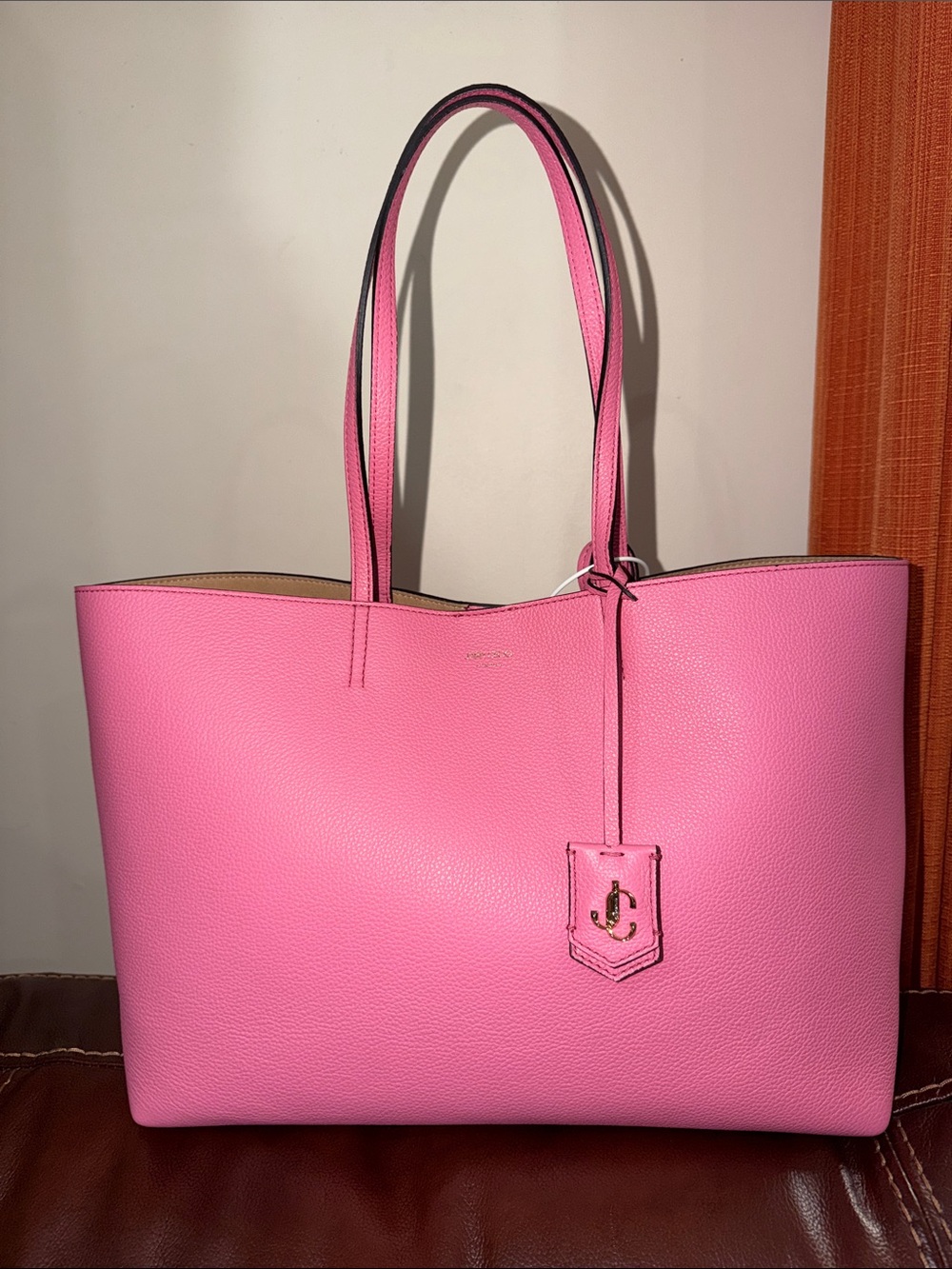 ‼️Authentic New Jimmy Choo Pink Leather Tote Shoulder Bag With Pouch